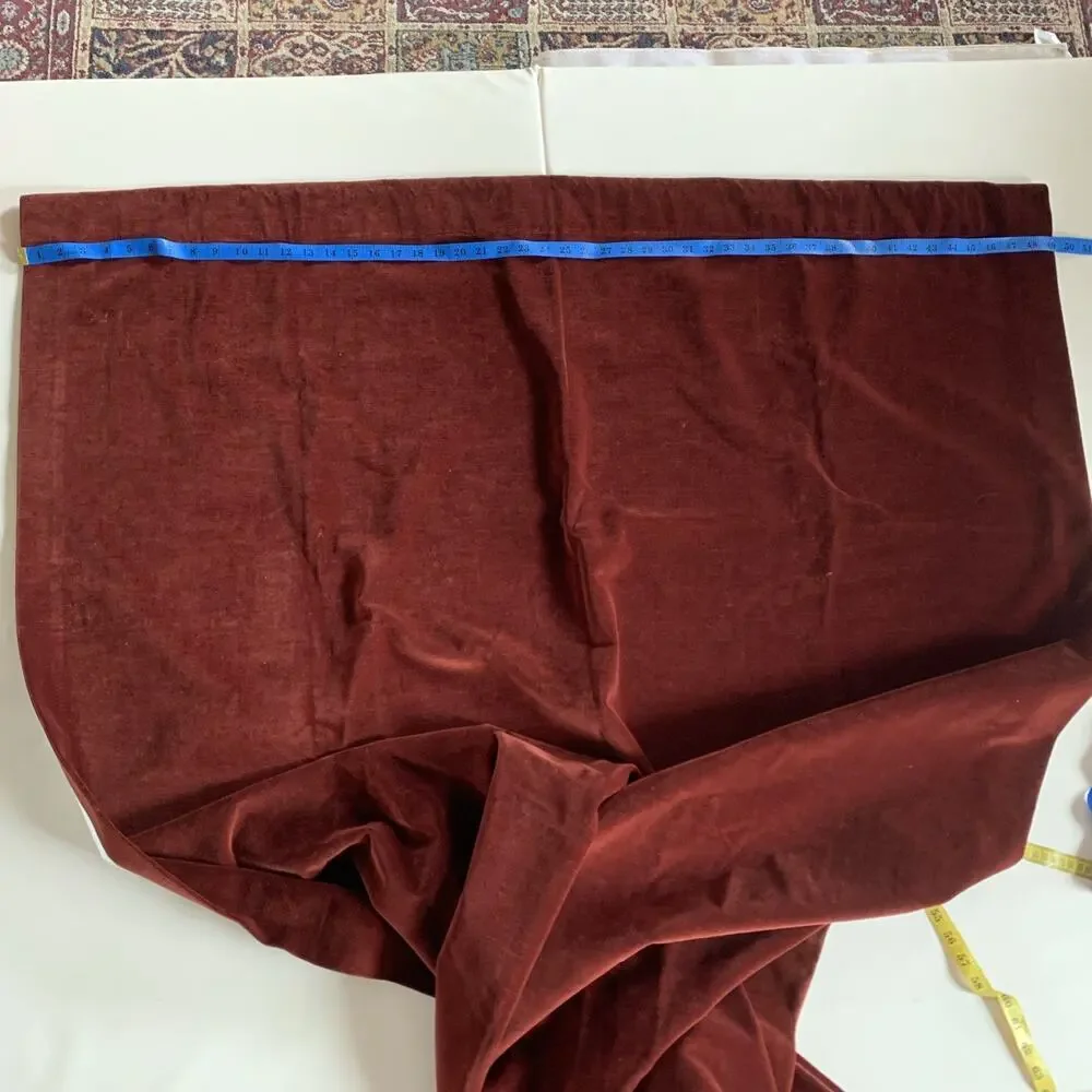 Restoration Hardware (2) Velvet Curtain Panels Red 49 By 80 Pocket DBL Blackout